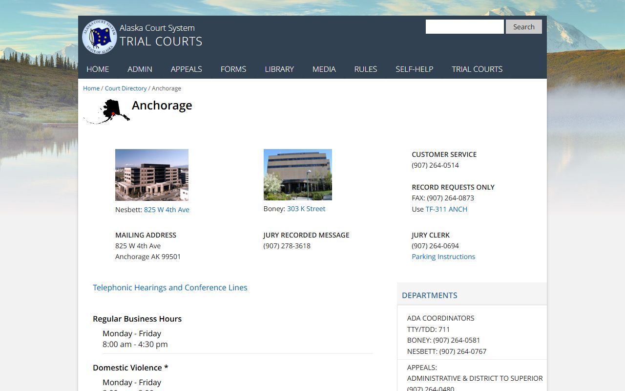 Anchorage Superior Court probate records directory
