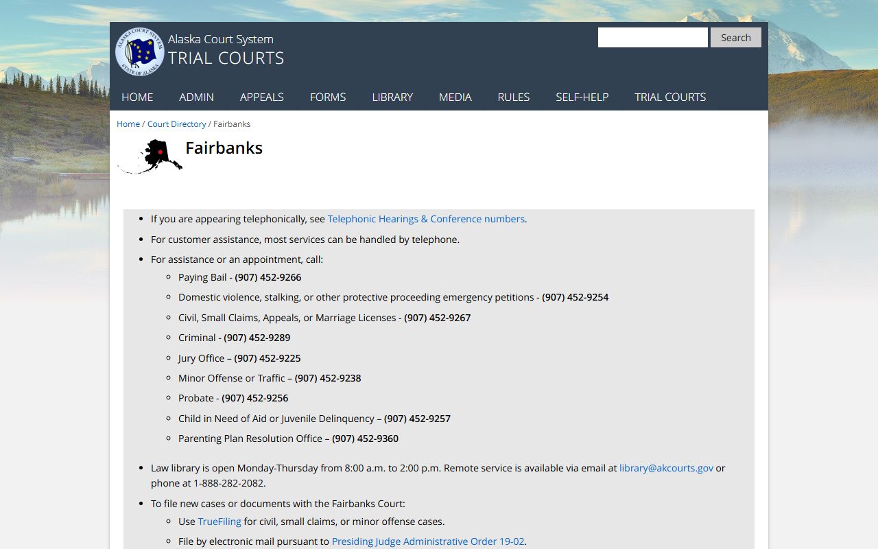Fairbanks Superior Court probate records directory