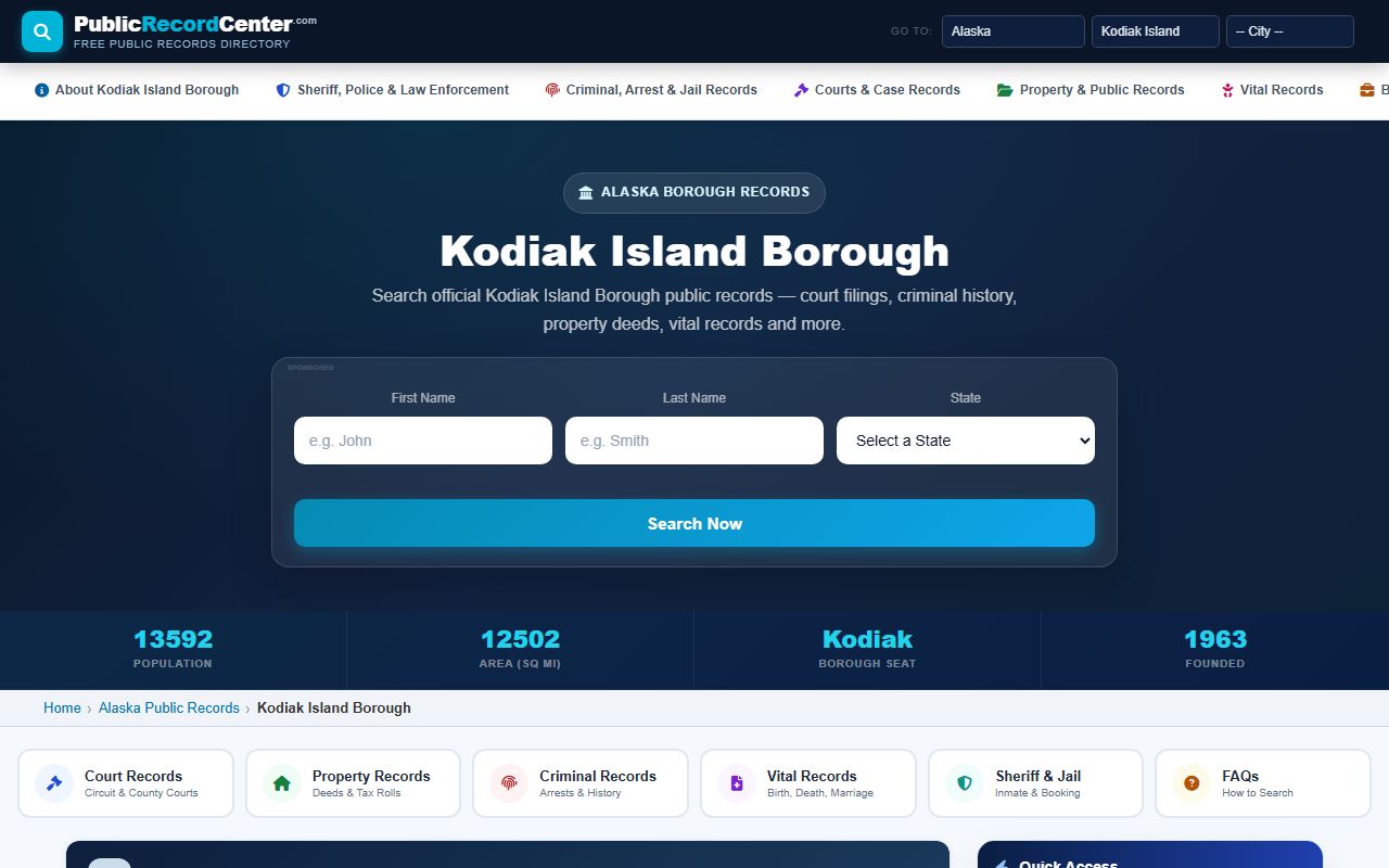 Kodiak Superior Court building - Kodiak Island Borough probate court records