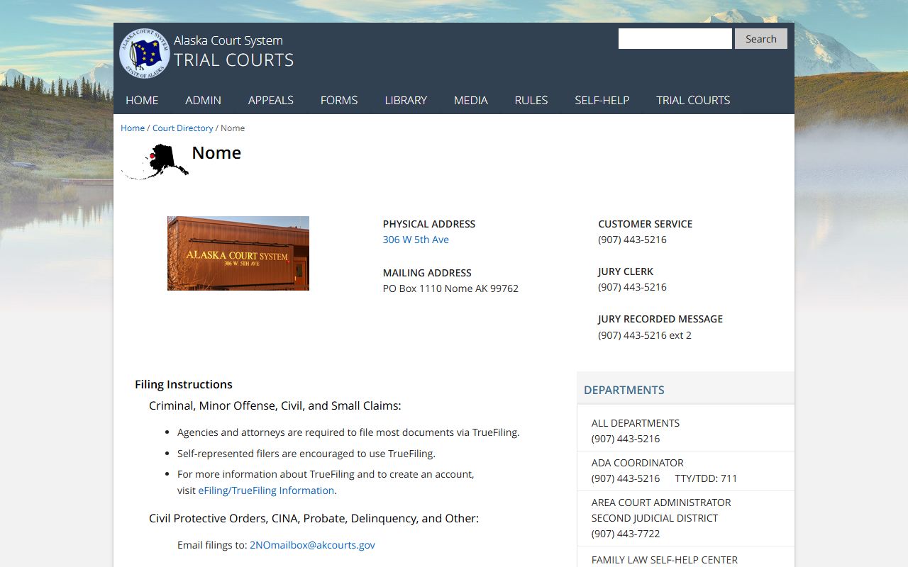 Nome Superior Court building - Nome Census Area probate court records