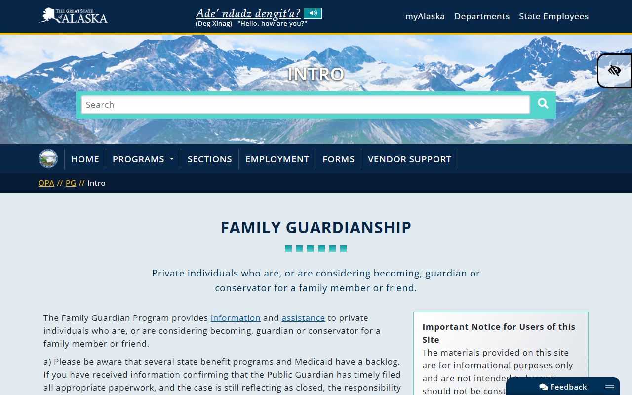 Alaska Office of Public Advocacy guardianship resources for probate court records